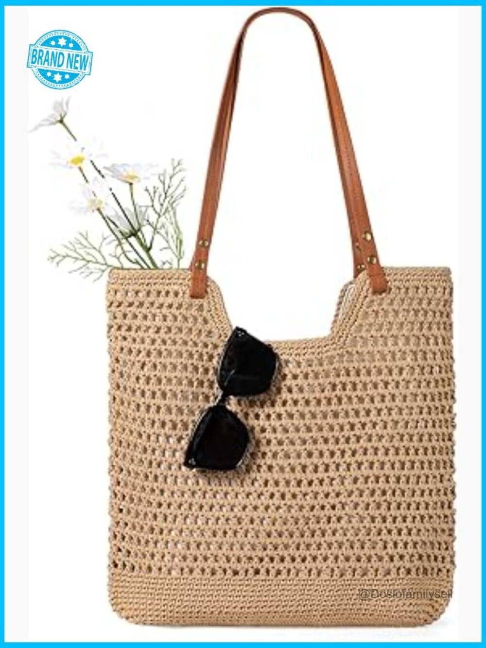 Crochet Beach Bag Woven Tote Summer Boho Travel Casual Shoulder Bag